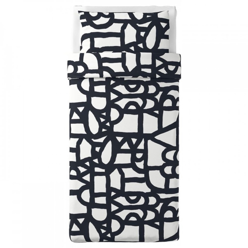 IKEA SKUGGBRACKA black and white abstract print Duvet cover & queen pillow case